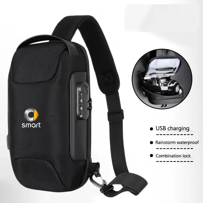 Borsa a tracolla portaoggetti da viaggio da uomo con serratura antifurto per Mercedes Benz AMG Smart W205 C300 W203 W206 W108 W124 W126 W140 W168 W169