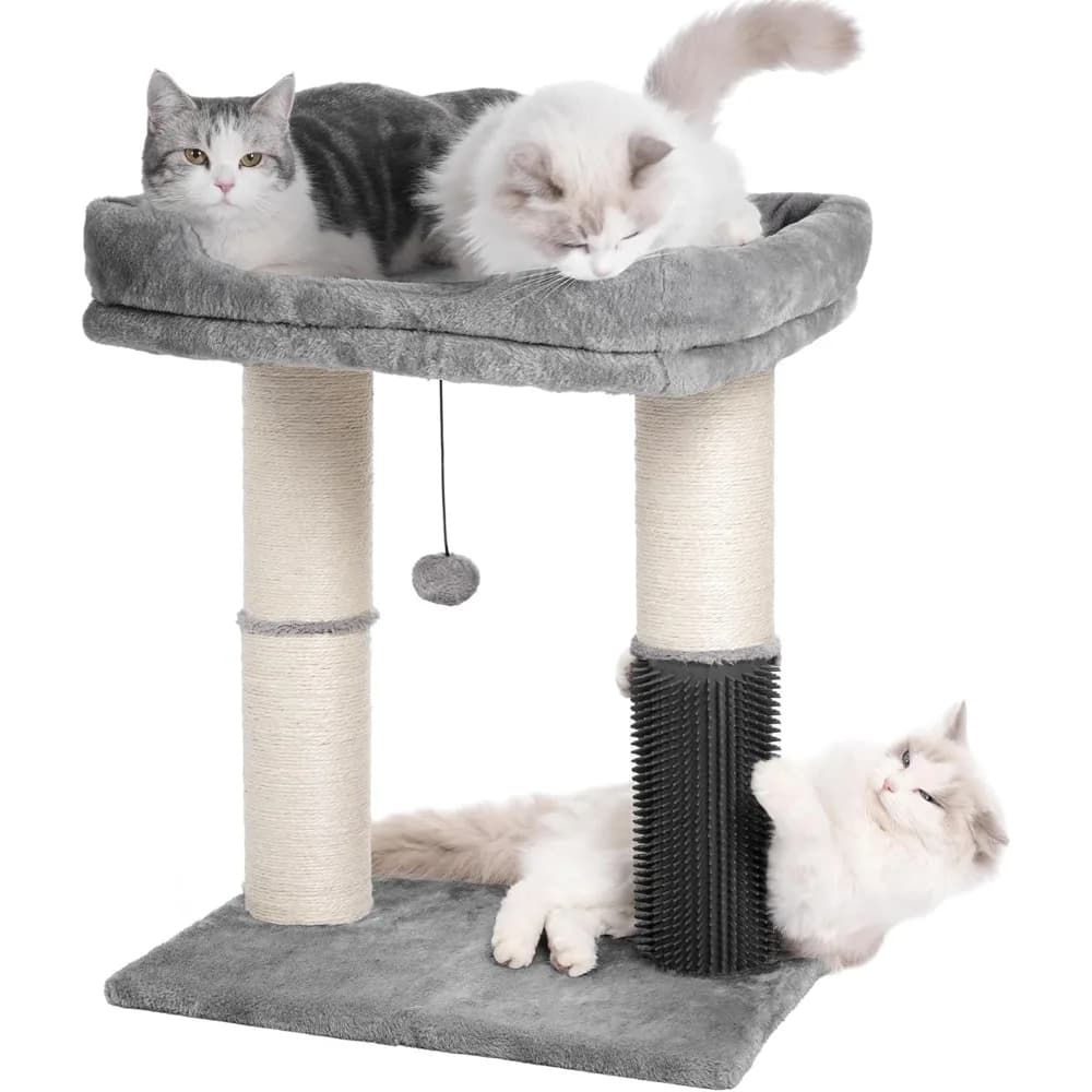 Torre Tiragraffi Grande per Gatti con Ampio Letto Superiore 20x15.7in, Auto-Pulente, Tiragraffi Spesso e Palla Pendente per Gatti da Interno - Spedizione dagli USA