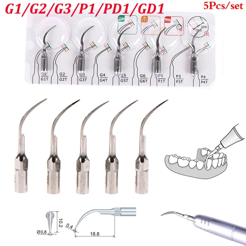 Dental Ultrasonic Scaler Insert Scaling Tips Fit Ems & Woodpecker Ultrasonic Scaler Handpiece Scaling Tips P1/G1/GD1/ PD1