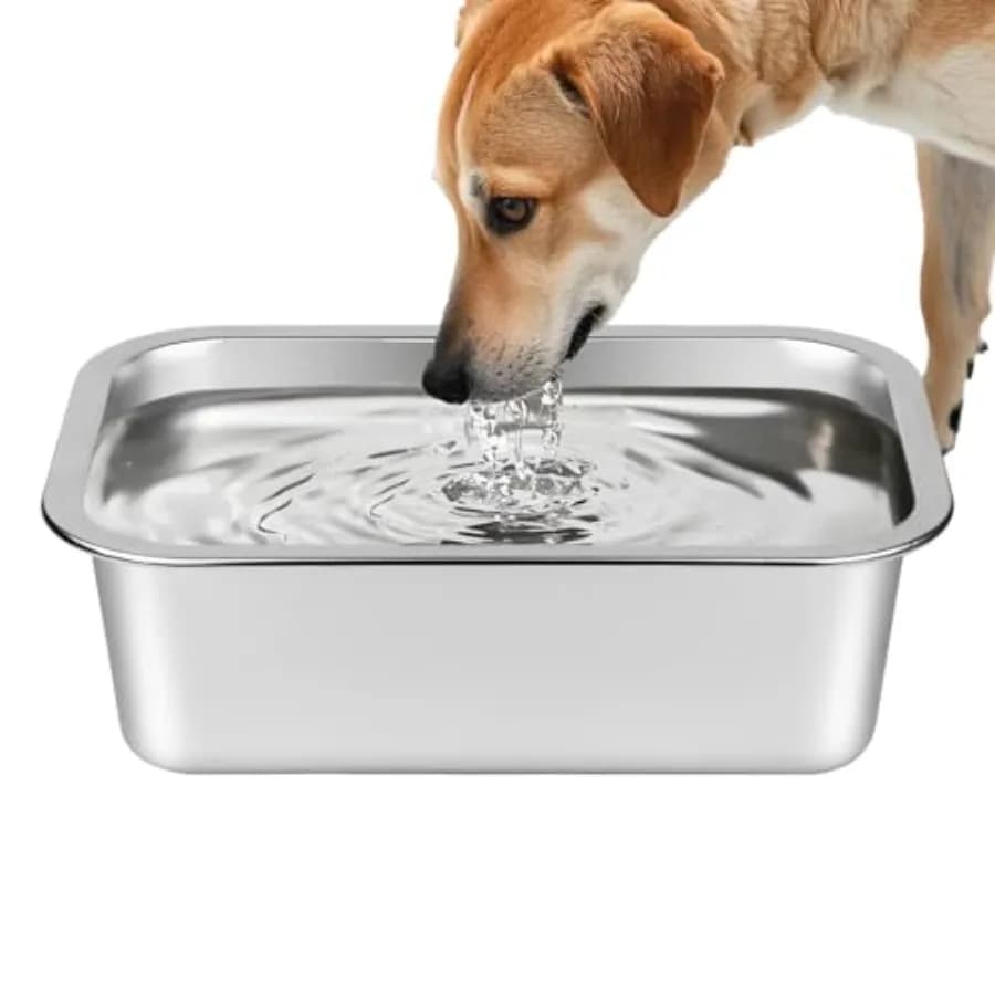 Stainless Steel Large Dog Water Bowl, Metal Pet Dog Water and Food Bowl No Spilling, Outdoor Feeder Dish Plate for Cat, Big, Ex