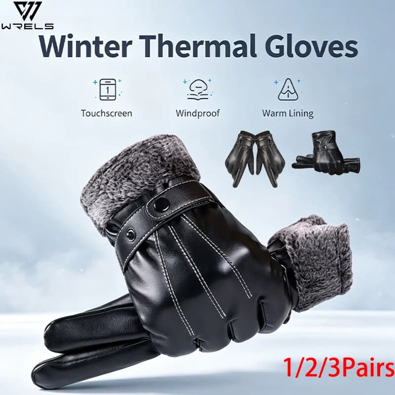 1/2/3Pairs Winter Warm Gloves Fashion Touchscreen Full Fingers Cycling Gloves Non-Slip Outdoor Driving Motorcycle Gloves