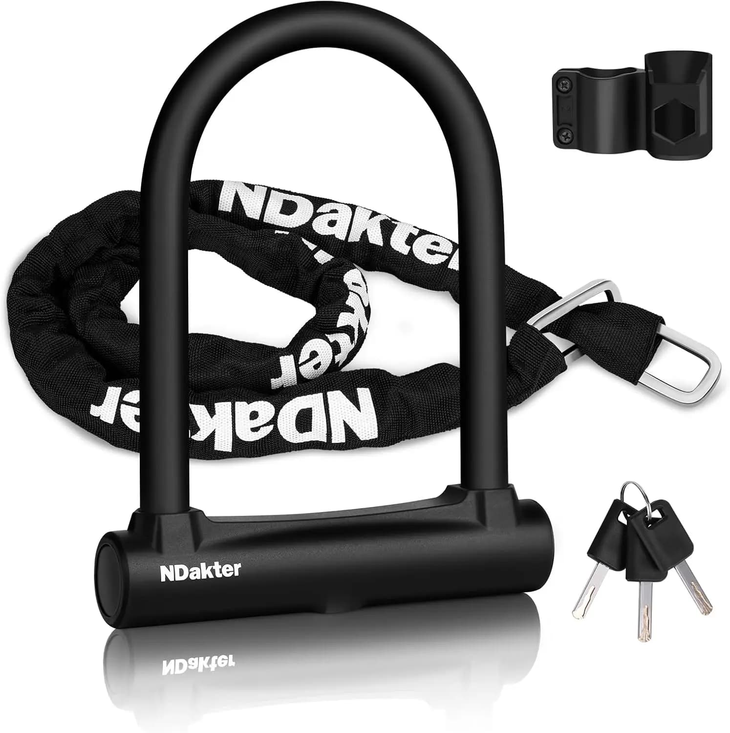 Lucchetti per Biciclette, Antifurto Resistente da 17mm, Lucchetto a U con Catena da 1,2m e Staffa, Lucchetto per Bicicletta Elettrica
