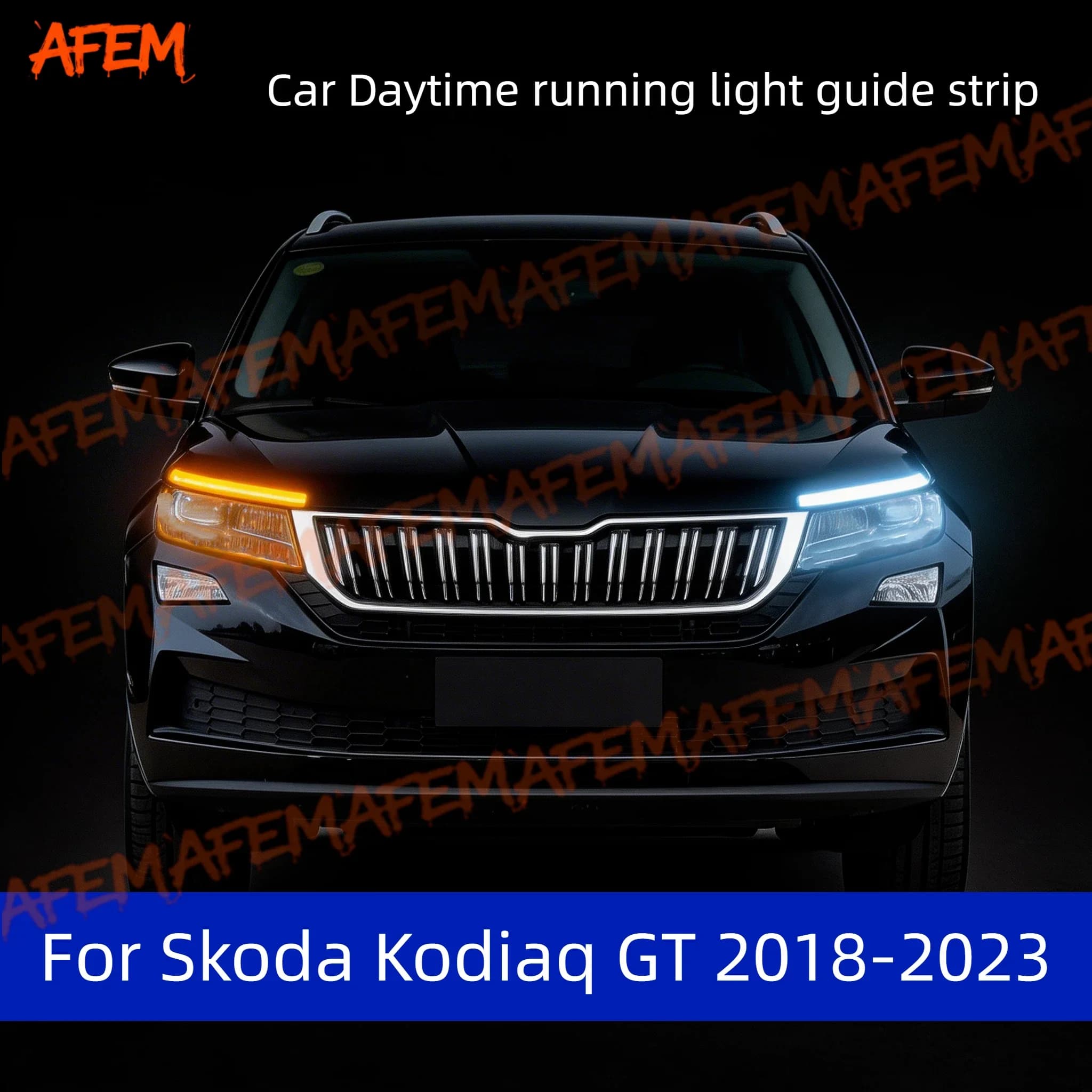 2pcs For Skoda Kodiaq GT 2018-2023 Led Guide Strip Headlight For Car Daytime Running Lights Turn Signal DRL Car Modification
