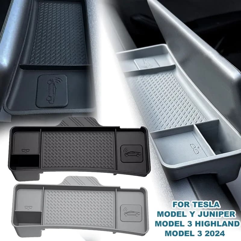 Per Tesla Model Y Juniper Model 3 Highland 2024: Vassoio portaoggetti in silicone per cruscotto, porta fazzoletti, organizer posteriore per console centrale e schermo