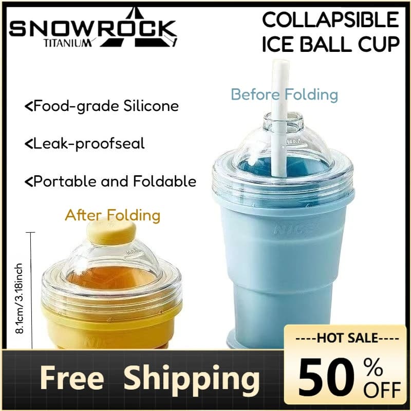 SNOWROCK Stampi Portatili Pieghevoli per Ghiaccio a Forma di Palla, in Silicone Alimentare, per Campeggio Estivo e Bevande all'Aperto