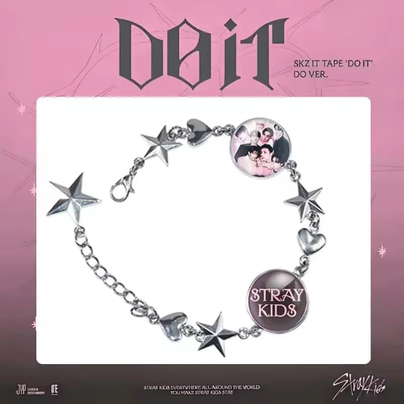 Exclusive Stray Kids DOIT Bracelet for Women, Five Tips and Heart Star Shape Bracelet, SKZOO Alloy Adjustable Bracelet