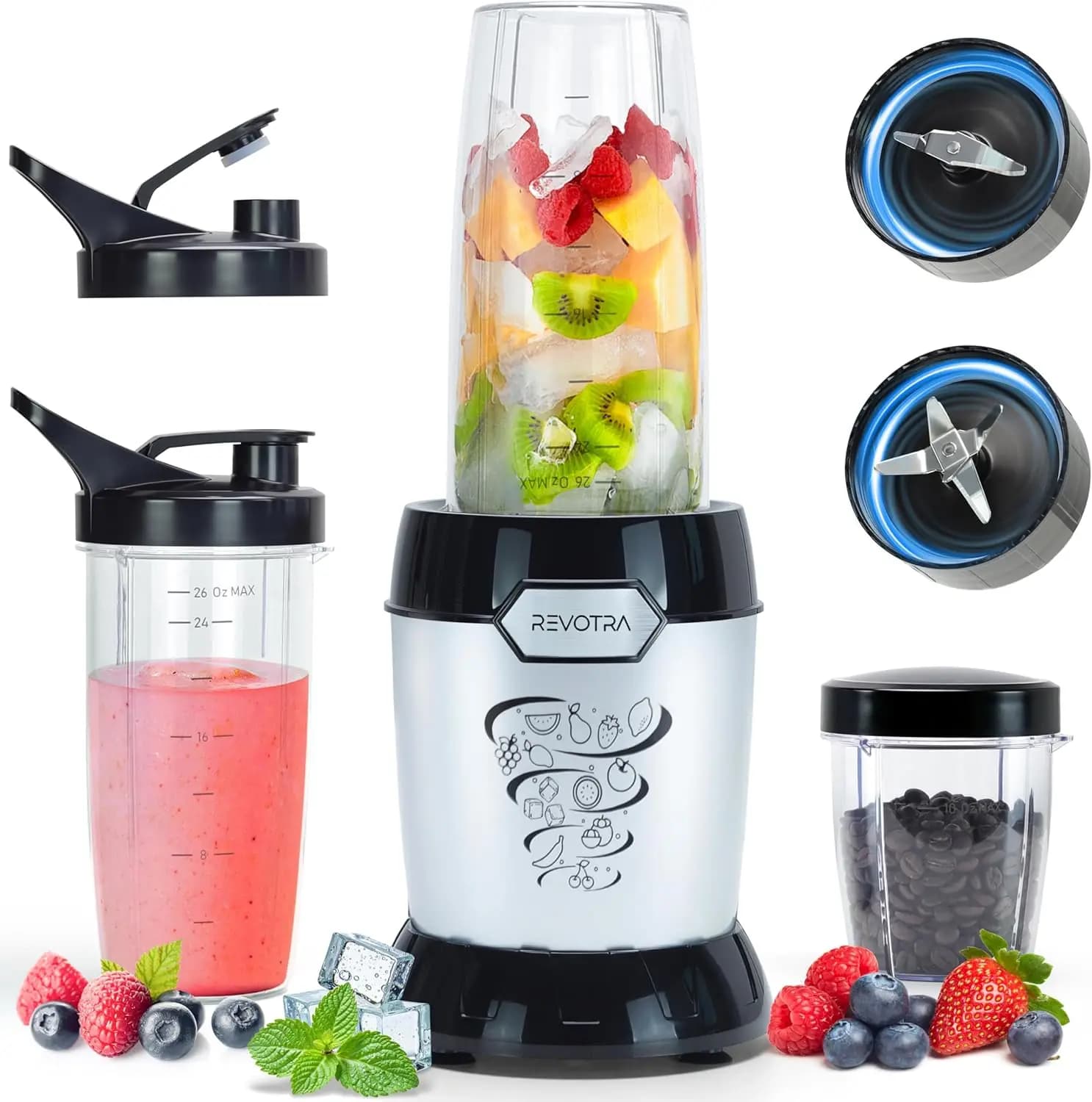 Smoothie Blender, 1200W Personal Blender for Frullati, Kitchen Blenders with 2 26oz BPA-Free Containers