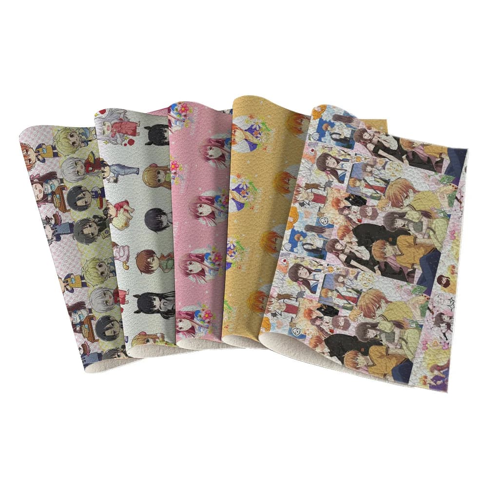 30x22cm Anime Fruits Faux Leather Sheet Synthetic Lychee Cross Leather for DIY Earrings Hair Bows Handbags Crafts