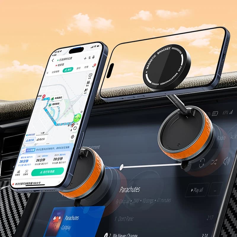 Supporto magnetico per auto con aspirazione sottovuoto Supporto per telefono con forte aspirazione Design pieghevole 360 ° Staffa per telefono per auto con rotazione regolabile