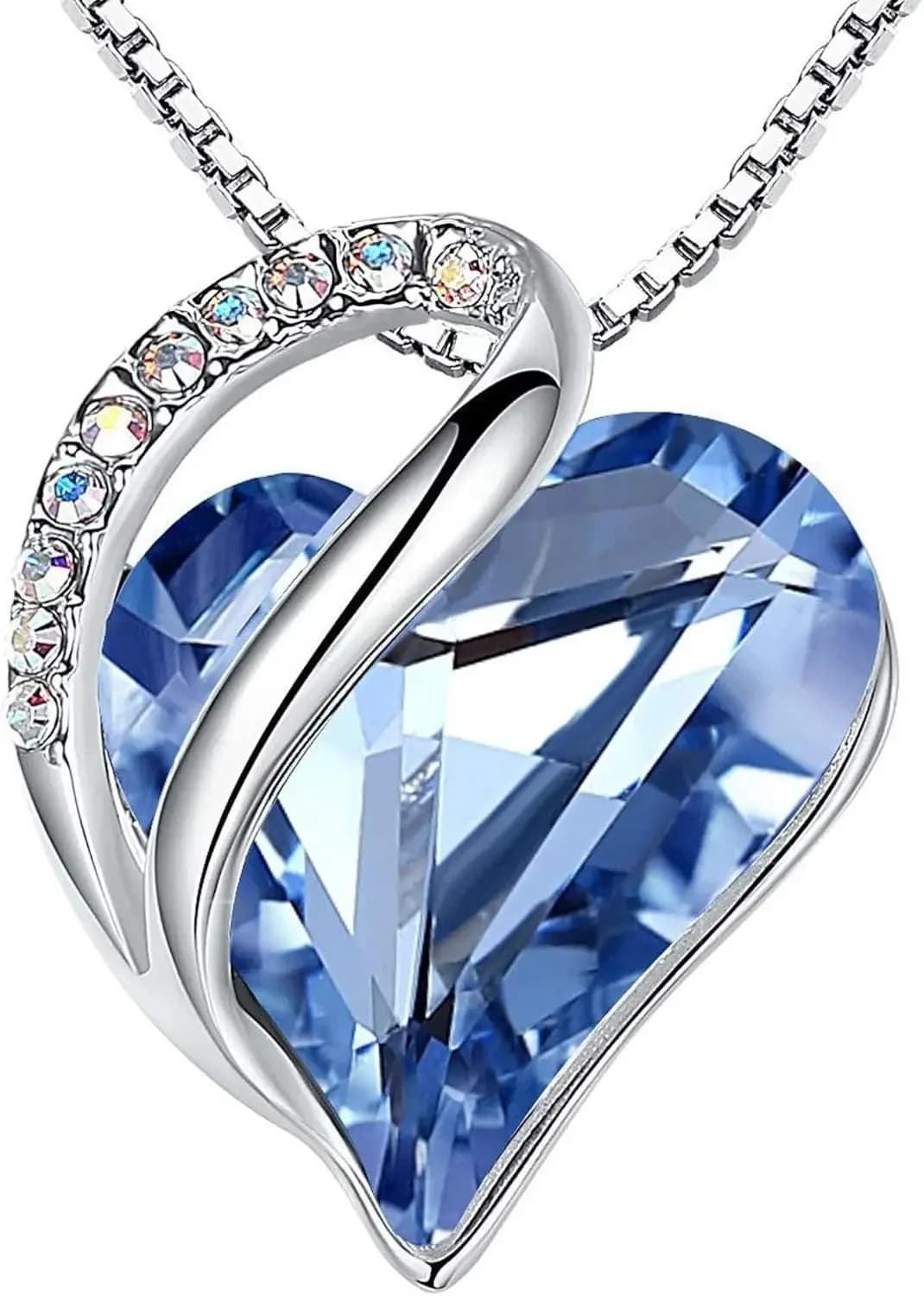 Regali per la mamma, collana con cuore infinito in cristallo, ciondolo con pietra portafortuna placcato argento, gioiello da donna.