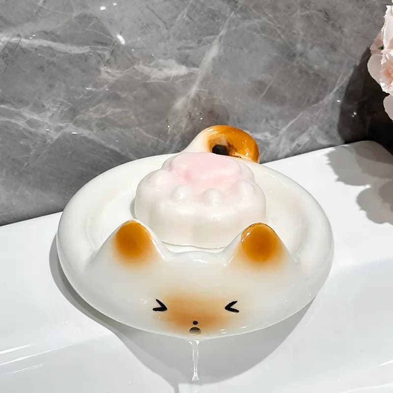 Cartone animato gatto siamese scatola di sapone scatola di scarico domestica scatola di sapone bottiglia di lozione in ceramica portasapone portasapone bagno