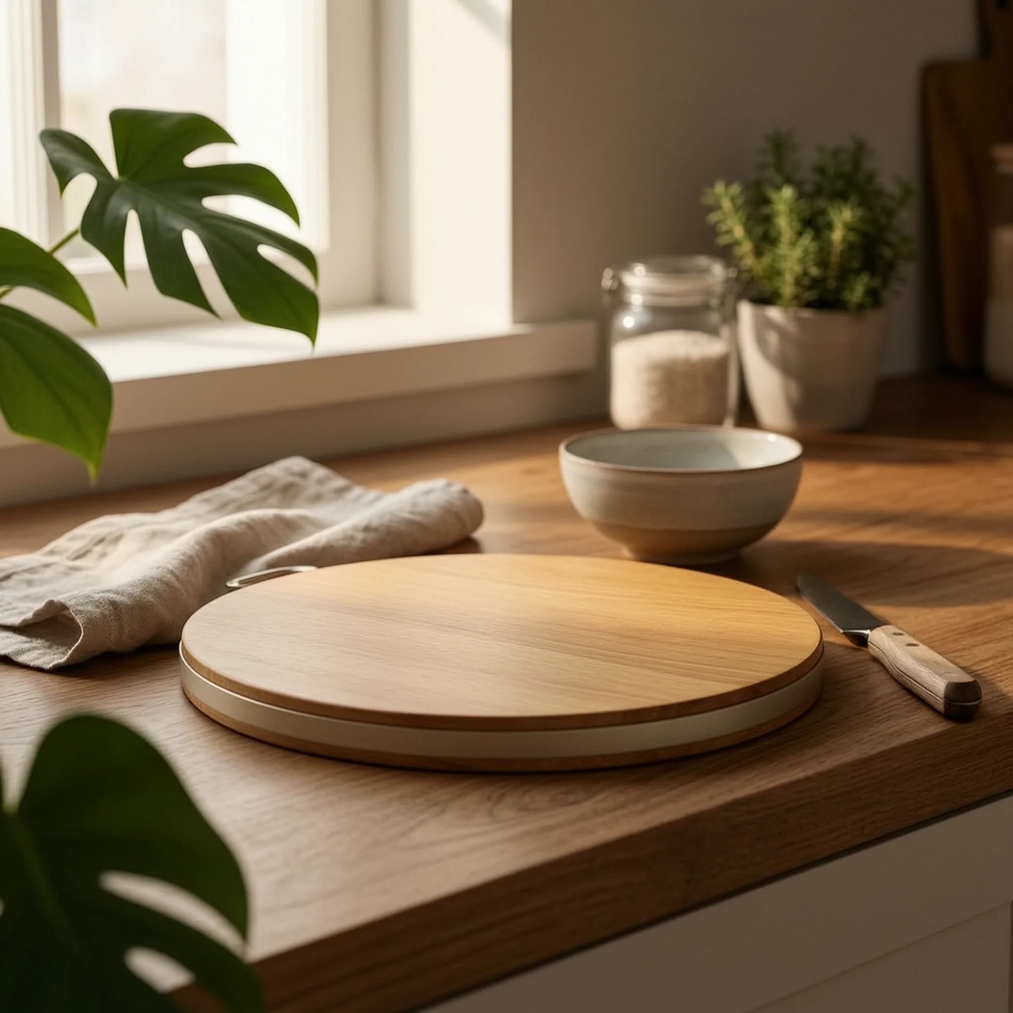 Ironwood Cutting Board Solid Wood Round Cutting Board Butcher Block Long-Lasting Multi-Purpose for Kitchen