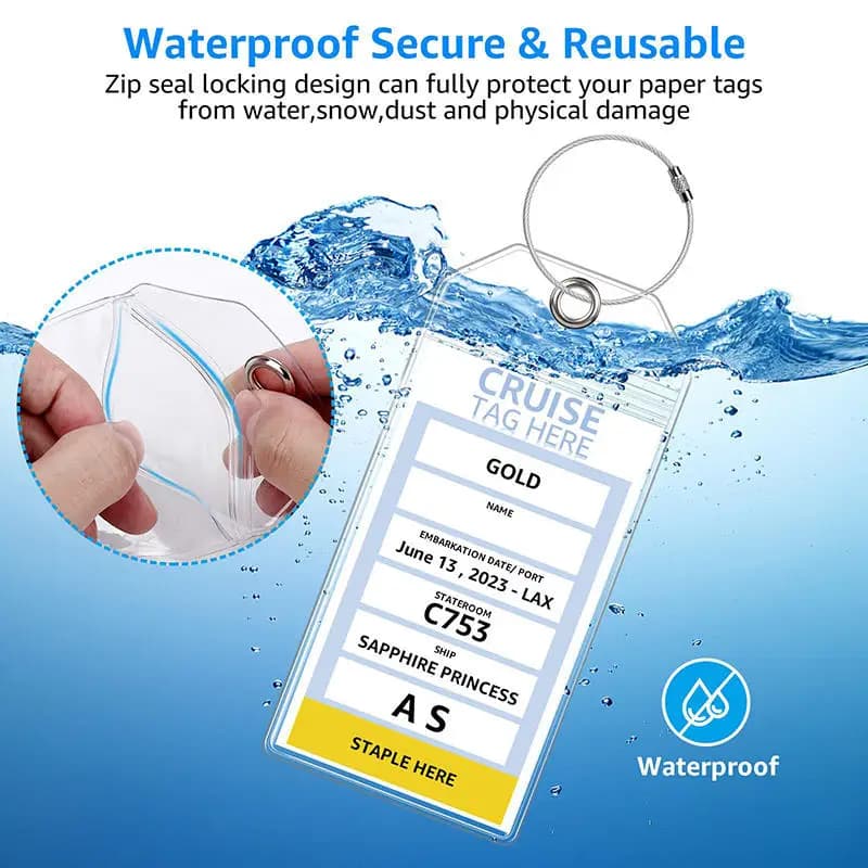 5pcs Simple Multi-functional Cruise Ship Luggage Tag Vertical Transparent PVC Waterproof ID Card Holder Travel Label