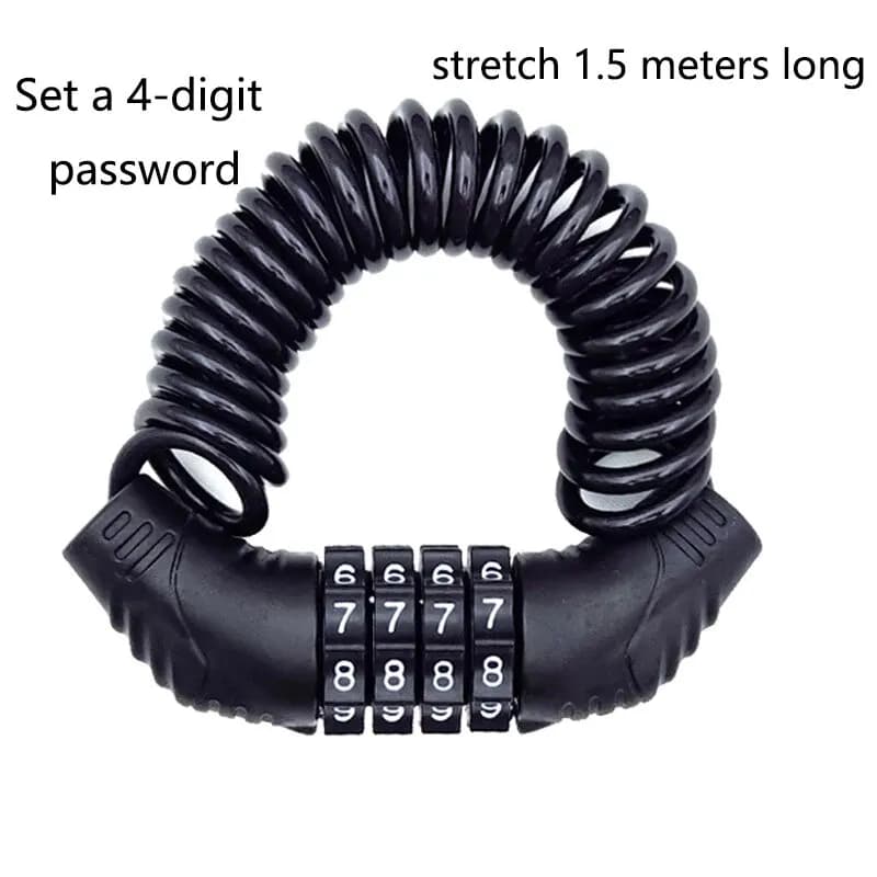 Portable 4-Digit Password Combination Lock Flexible Anti-theft Security Cable Lock for Bike Motorcycle Scooter Helmet Cycling