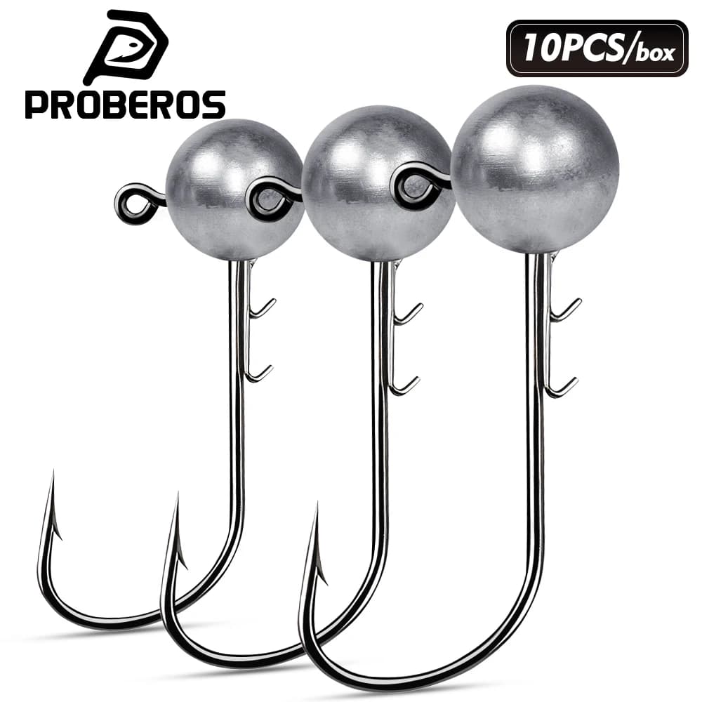 Proberos 10PCS/BOX Ned Rig Jig Hook Precision Fishing Soft Lures Baits Worm Lure Fishing Hook Fishing Jig Head Hook Tackle
