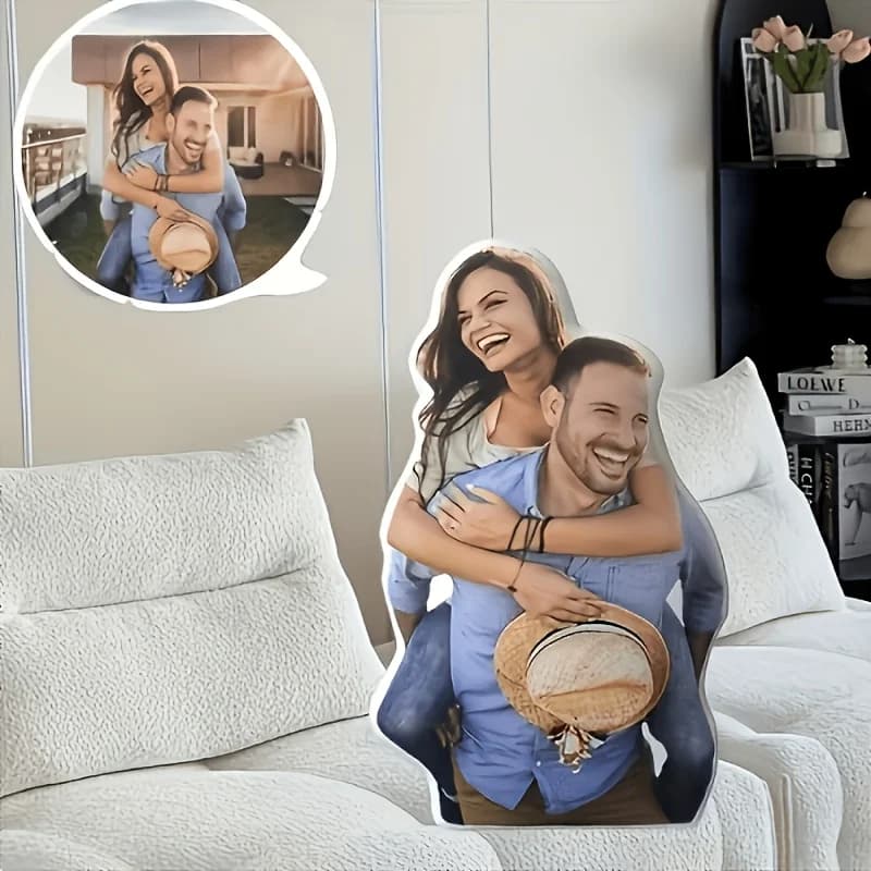 1 cuscino fotografico personalizzato con caratteristiche facciali personalizzate, con le tue e le immagini e il testo della tua famiglia. Immagine corporea, morbida