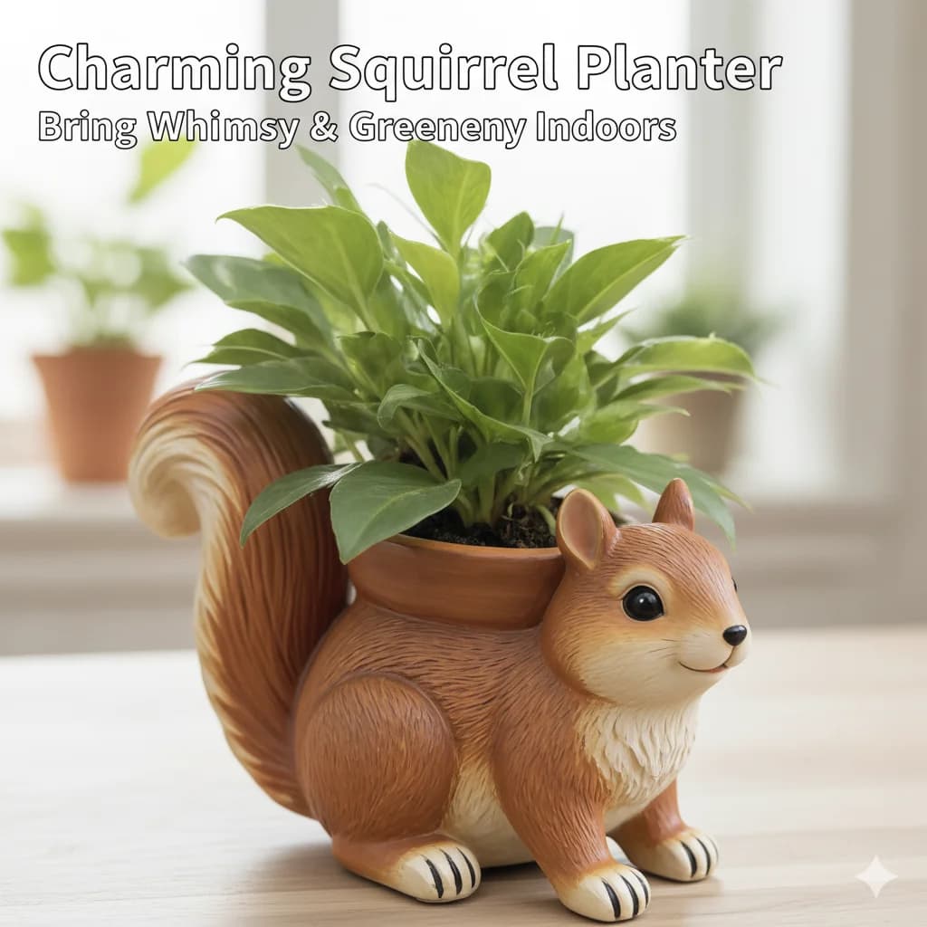 Lifelike Squirrel Resin Planter Pot Durable Waterproof Outdoor Garden Decor For Patio Balcony Small Plant Housewarming Gift