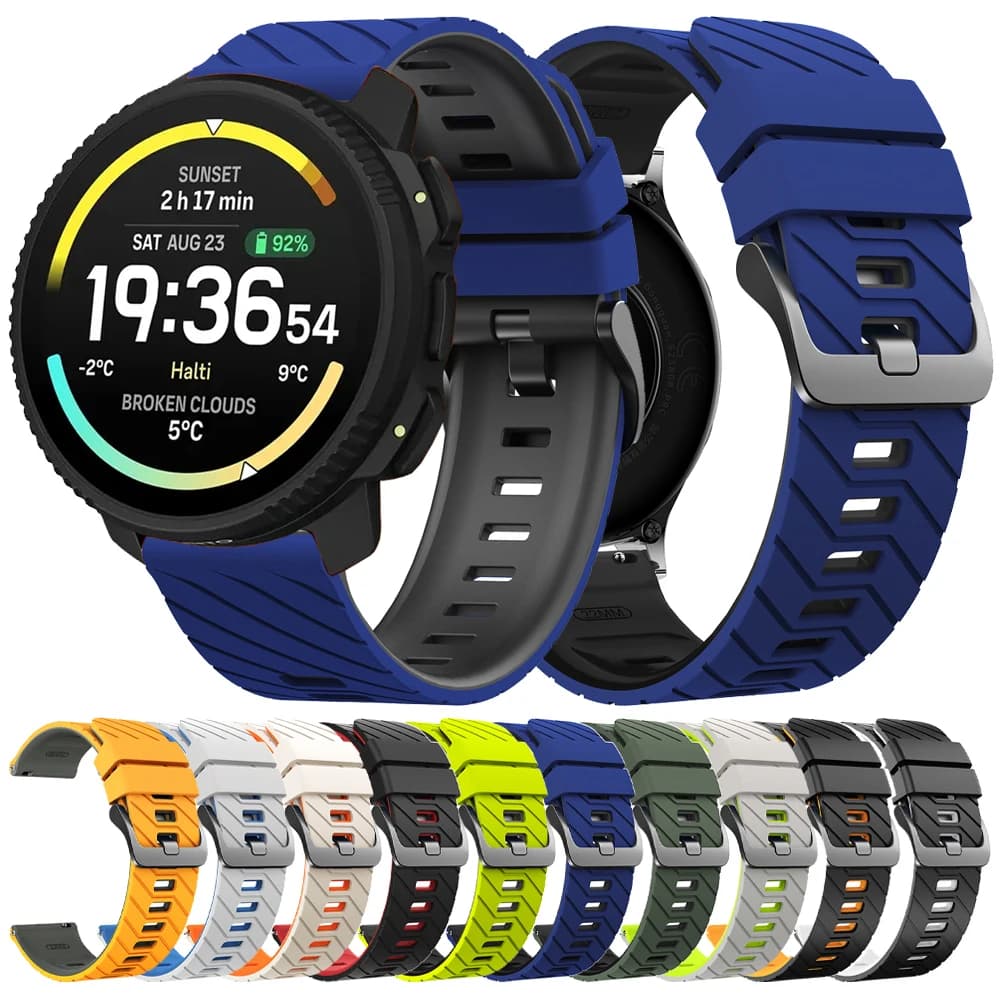 Cinturino per orologio da 22 mm per Suunto Vertical 2/Ocean/RACE 2/Run, cinturino in silicone bicolore per Suunto 5 9 Peak Pro, cinturino di ricambio.