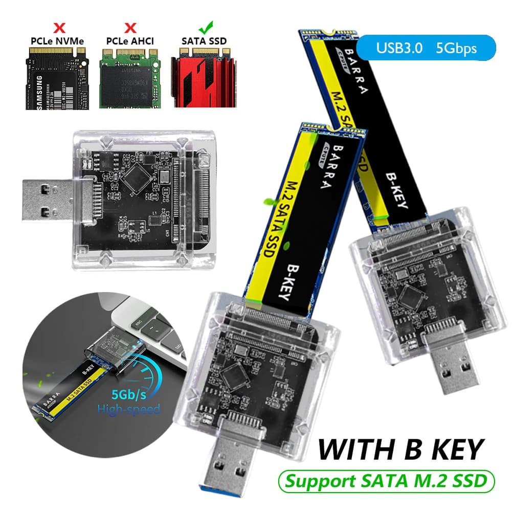 Case per SSD M2, Chassis SATA, Adattatore USB 3.0 ad Alta Velocità 5Gbps Gen 1, Box Esterno per Disco SSD, Chiusura per Disco Rigido Esterno per PC