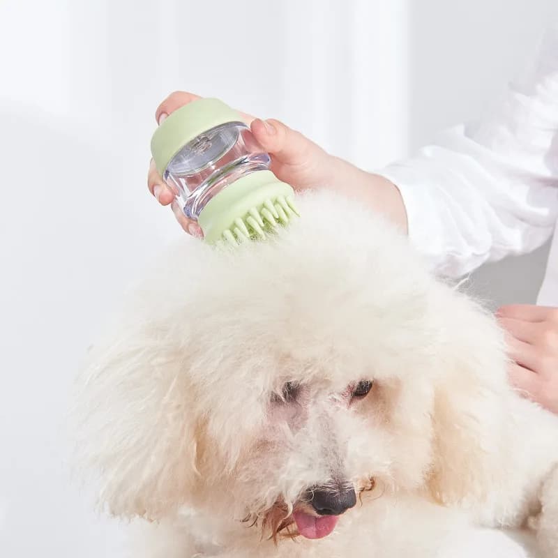 Spazzola da Bagno per Animali Domestici con Dispenser di Shampoo, Spazzola Massaggiante in Silicone per Cani e Gatti, Strumento Multifunzionale per la Toelettatura