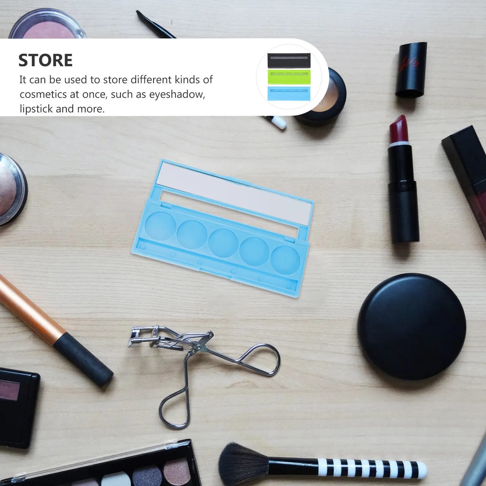 Set di 3 Contenitori per Ombretti, Scatole Compatte Multi-Scomparto per Cosmetici, Organizer Portatile per Trucchi da Viaggio e Uso Domestico