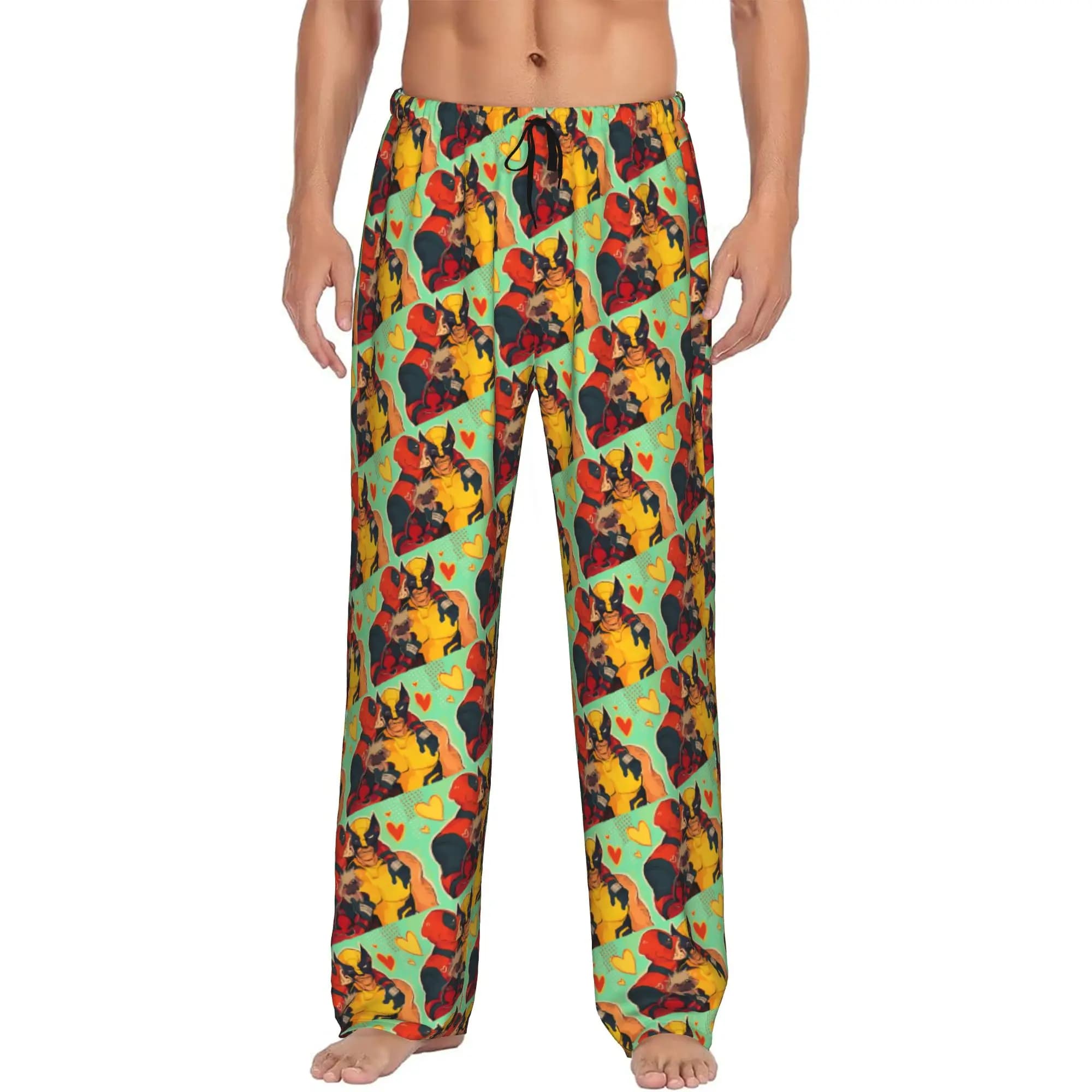 Pantaloni Pigiama Personalizzati con Stampa W-Wolverine per Uomo, Abbigliamento da Notte Elasticizzato con Tasche