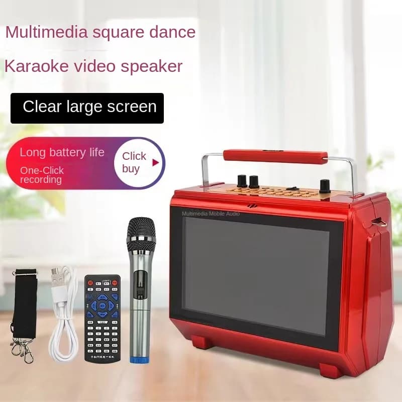 Altoparlante Bluetooth portatile ad alta potenza da 50 W Lettore video multifunzionale wireless domestico Altoparlante per karaoke video da ballo quadrato all'aperto