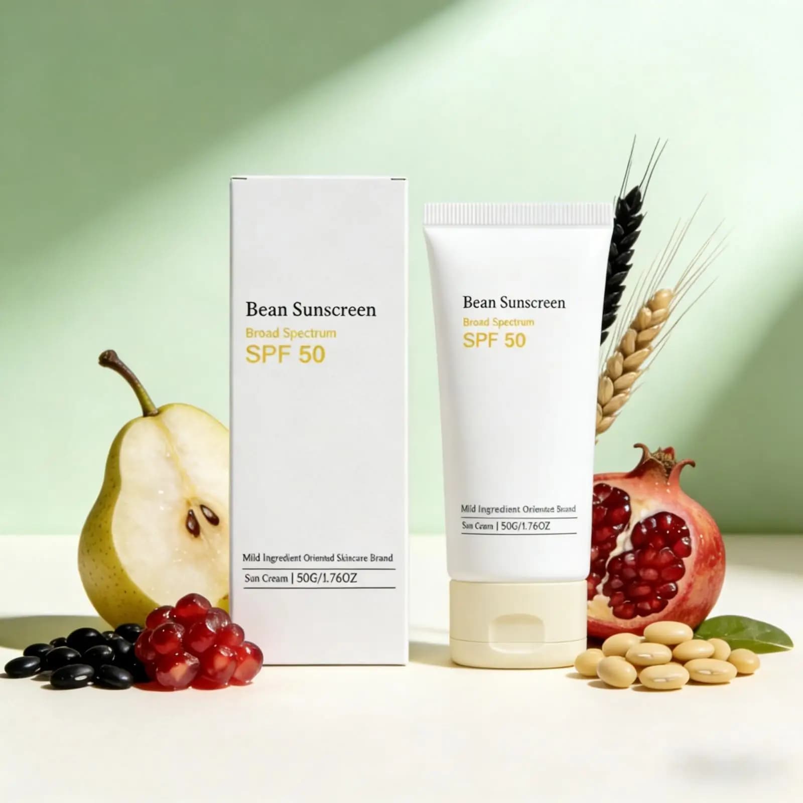 Bean Korean Sunscreen Spf 50 Anti Sun Protection Uva Uvb Waterproof Sunblock Panthenol Deep Hydration Face Sunscreen Cream 50g