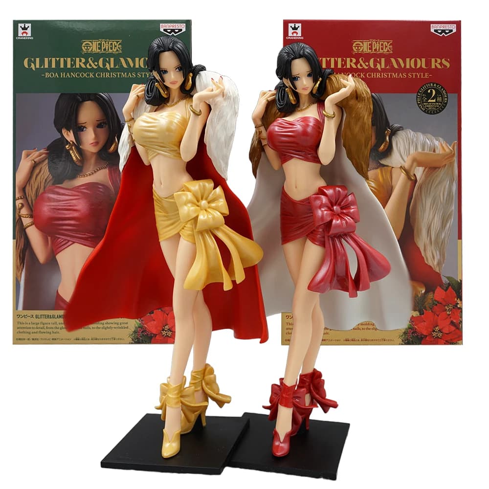 25CM Anime One Piece Boa Hancock Figura Glitter & Glamours Stile natalizio Giallo Rosso Stand Modello Giocattoli Regali bambola Action Figure