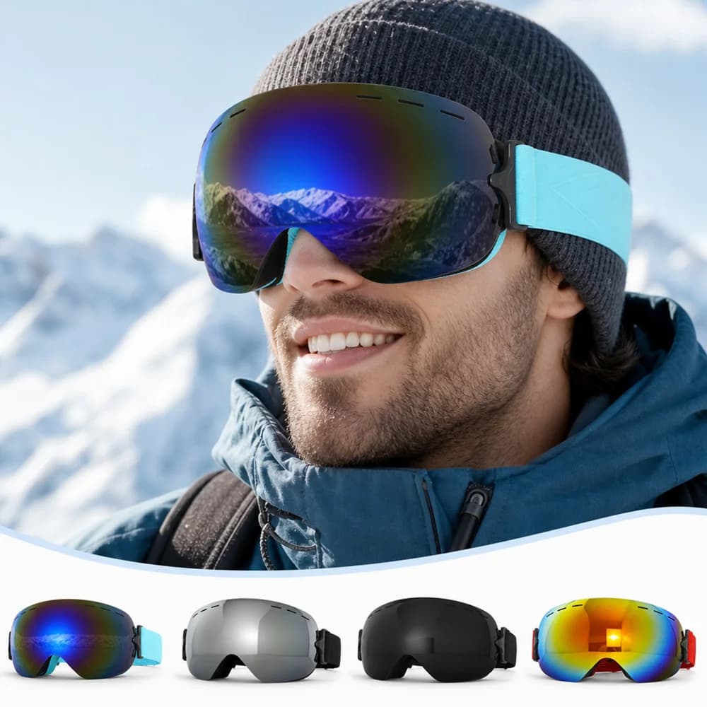 Ski Goggle with Frame Groove Design for Men Women, Skiing Snowboarding Ski Resort Snow Slope Vent Holes Thickened Sponge