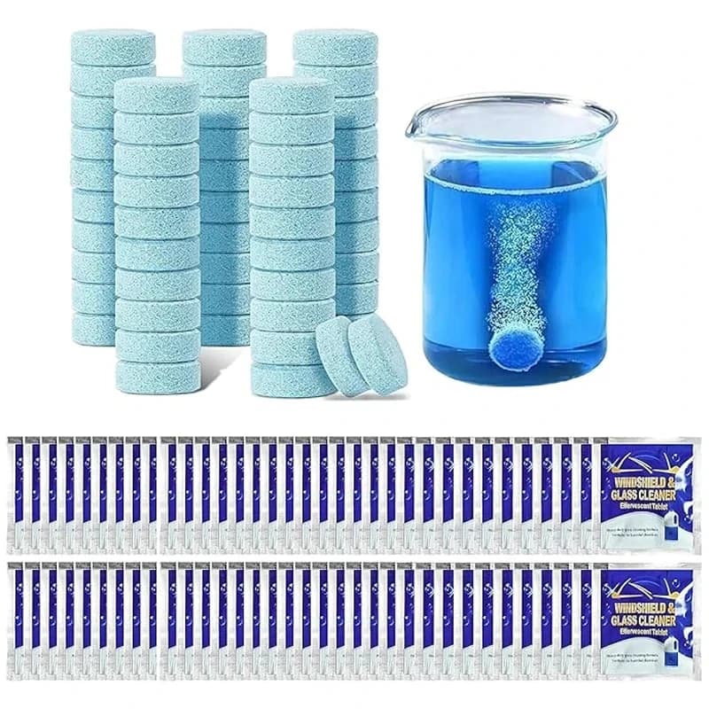5-100 Solid Detergent Parts for Auto Windscreen, Effervescent Pads Concentrate for Cleaning Glasses and Windscreens