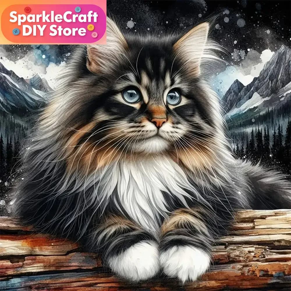 1 pz Kit Pittura Diamante 5D Fai da Te Senza Cornice, Mosaico Diamantato Gatto Animale, Ricamo con Strass, Decorazione per la Casa