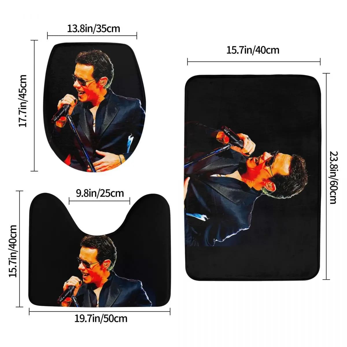 Macho Marc Anthony Tou 3 pezzi Tappetino da bagno Set da bagno Copri coperchio WC Decorazioni per la casa Tappeto antiscivolo