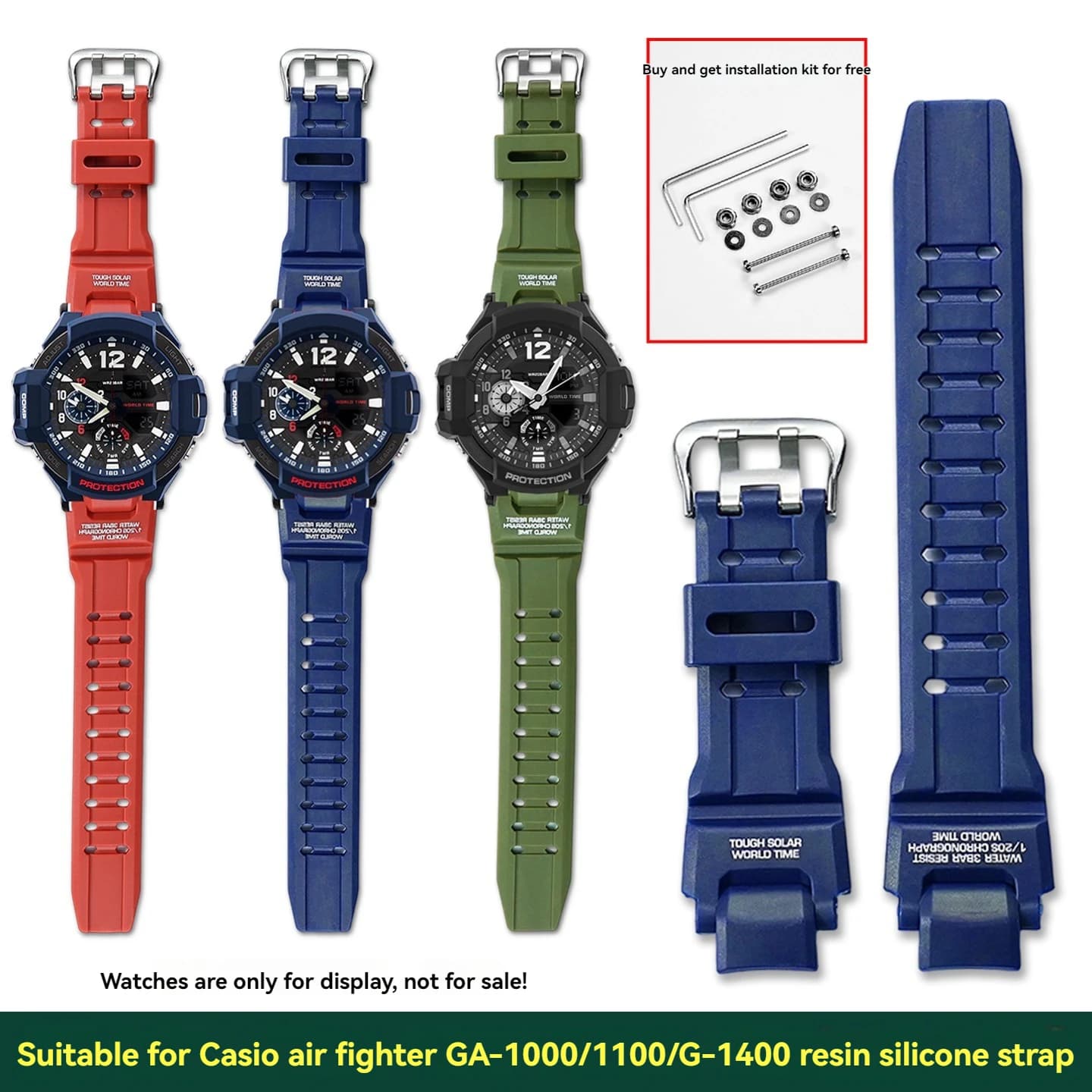 For Casio G-SHOCK GA-1000/1100/GW-A1000/4000/G-1400 TPU Sport Waterproof Replace Watch Band ga-1000 black red silicone Strap