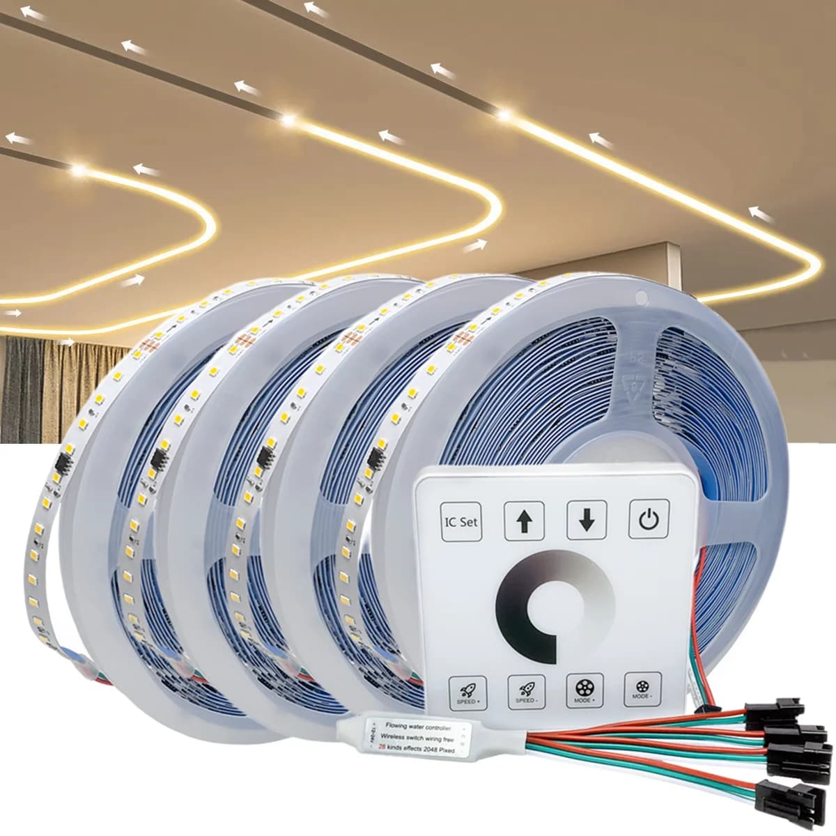 10M 20M 30M 40M Acqua corrente che scorre HA CONDOTTO LA Luce di Striscia DC24 WS2811 SMD2835 Corsa di Cavalli Pixel Indirizzabile flessibile Set di lampade lineari