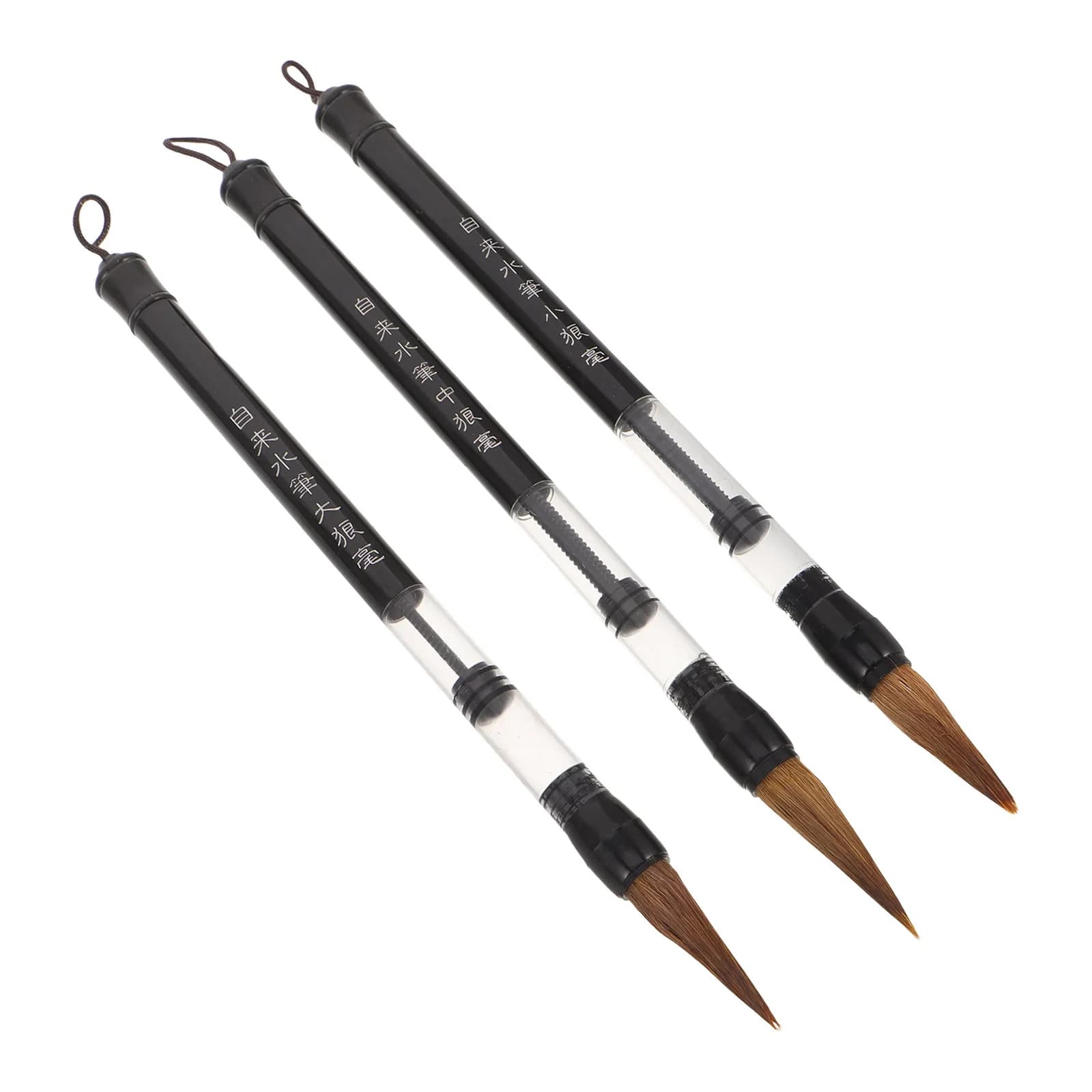 3Pcs Small Chinese Brushes Elegant Ergonomic Design High Water Holding Capacity Calligraphy Brush Set for Chinese Watercolor