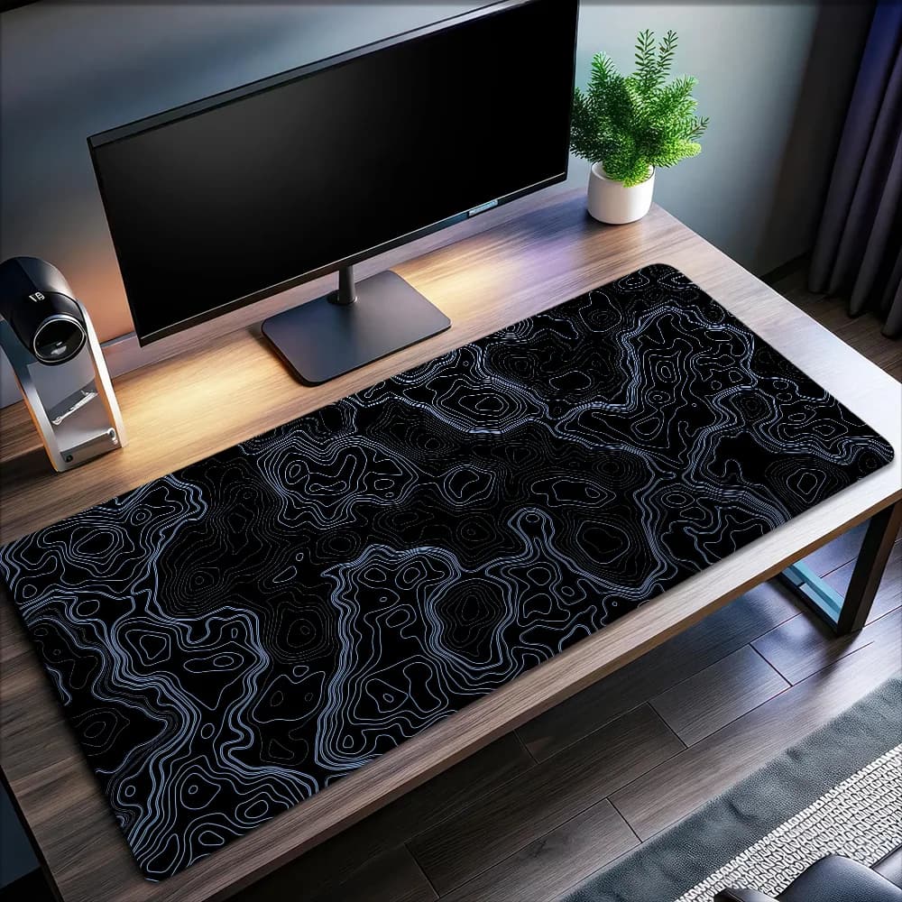 Tappetino per mouse topografico astratto multi grigio con mappa Tappetino per mouse con cuscino da gioco per studenti da ufficio, grande, ispessito, antiscivolo