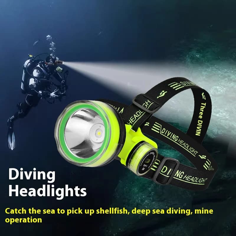 Faro per immersione portatile ricaricabile 350m Subacqueo sommergibile Impermeabile LED super luminoso Lampada frontale per pesca subacquea NOVITÀ