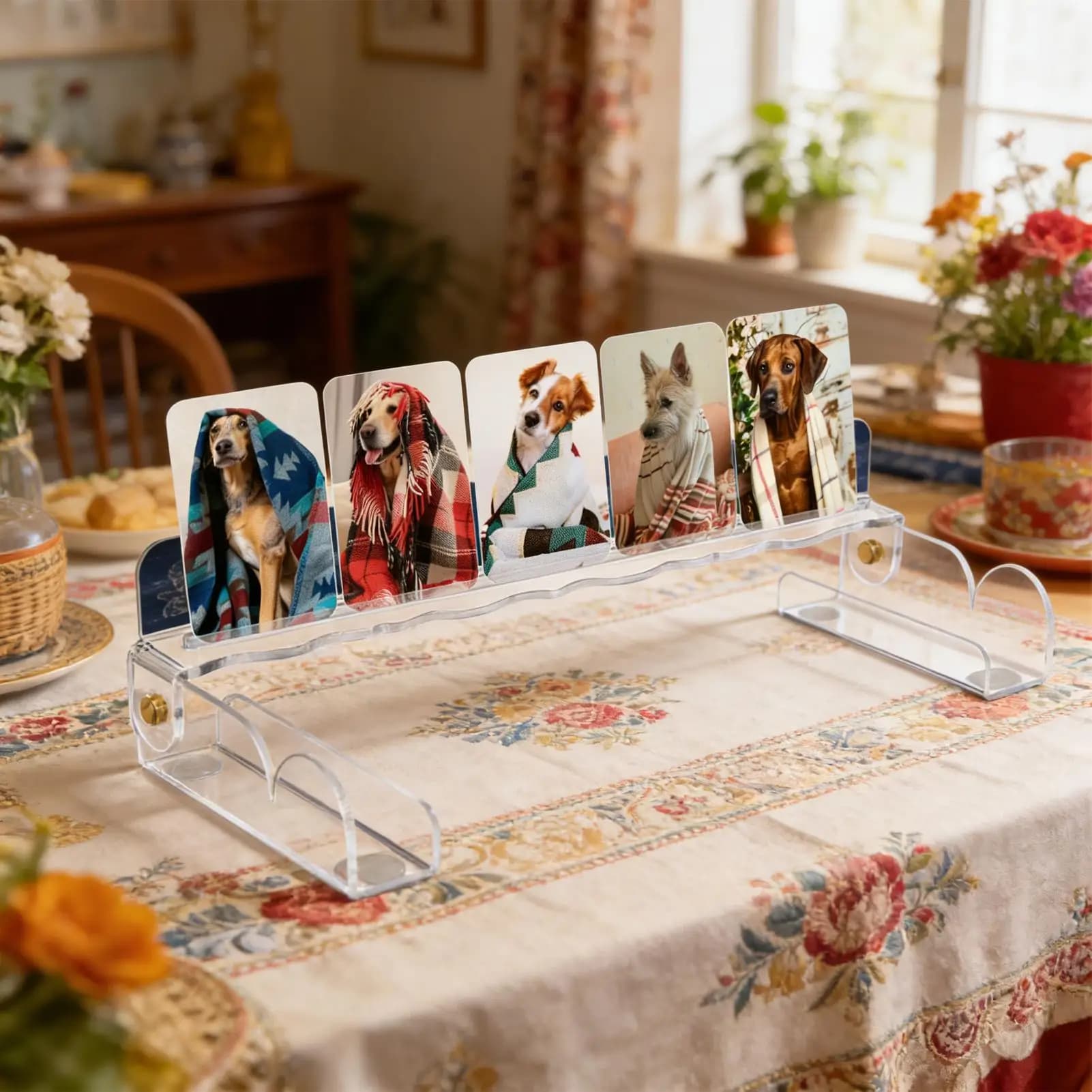 Porta Carte dei Tarocchi con Scomparti, Espositore in Acrilico, Supporto da Tavolo per Carte Oracolo, Decorazione per Altare, Accessori per Meditazione e Divinazione