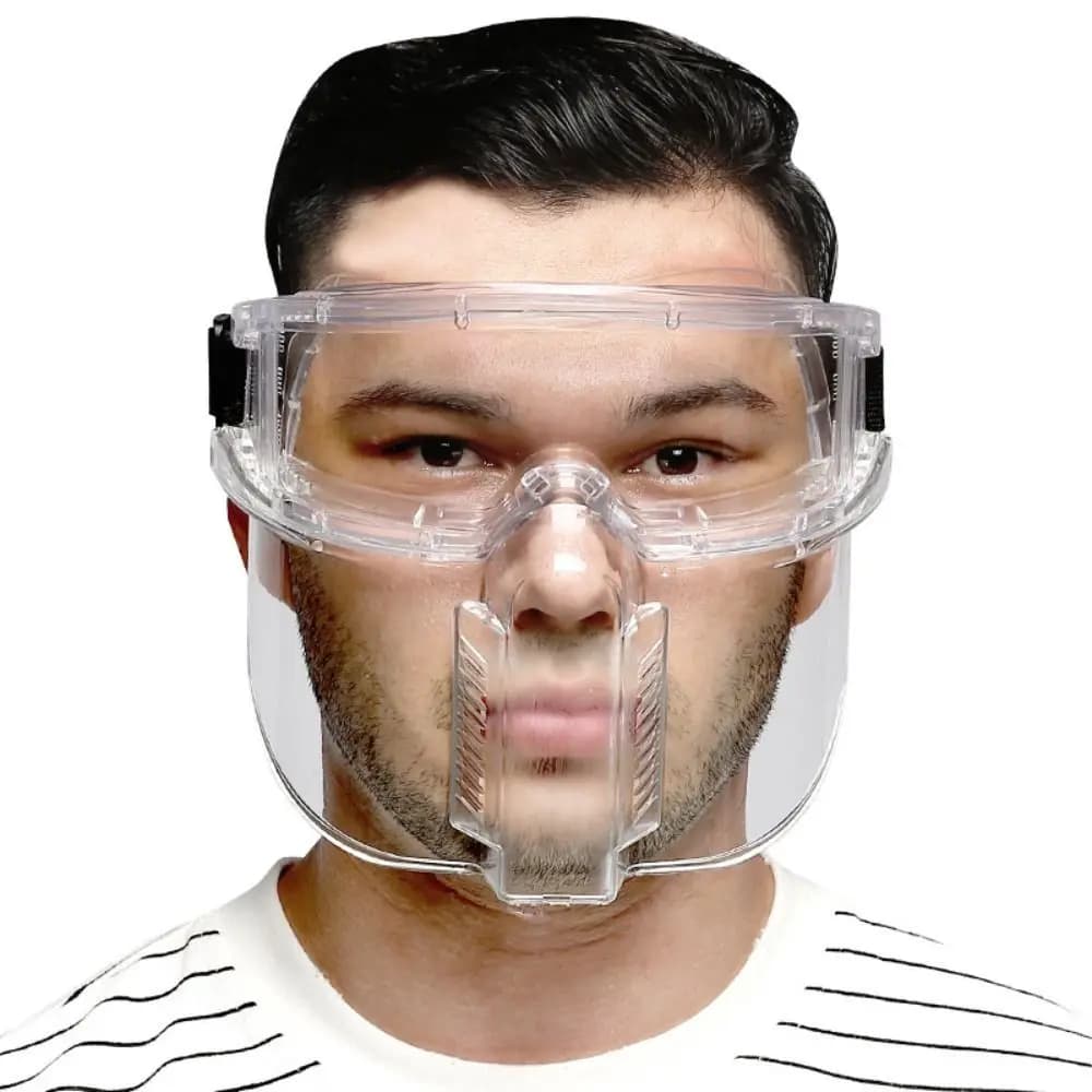 Maschera Protettiva Trasparente Ergonomica Multiuso, Protezione Completa del Viso Anti-Schizzi d'Olio, Anti-Impatto, Antipolvere, per Lavoro e Lucidatura