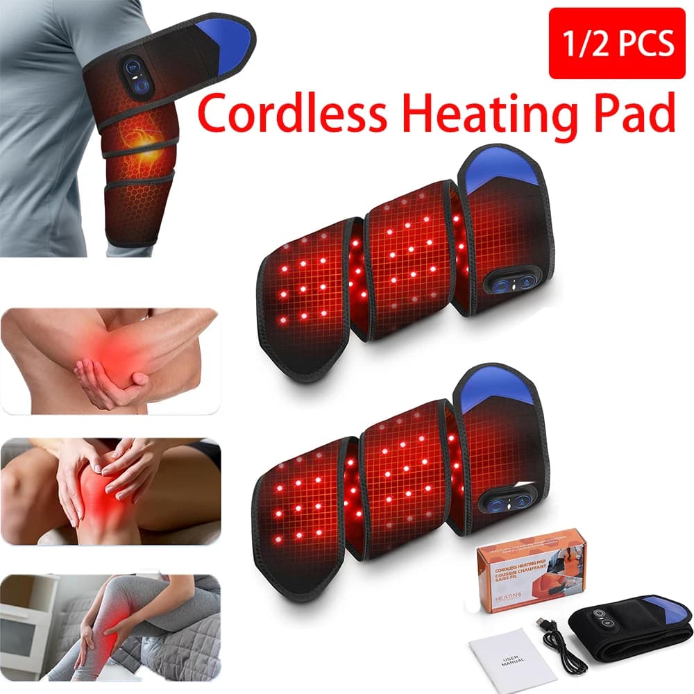1/2 Pezzi Fascia da Polso Riscaldante Senza Fili con Luce Rossa 660nm e 850nm, Compressione Calda, 3 Livelli di Regolazione Elettrica, Tutore per Mano e Polso