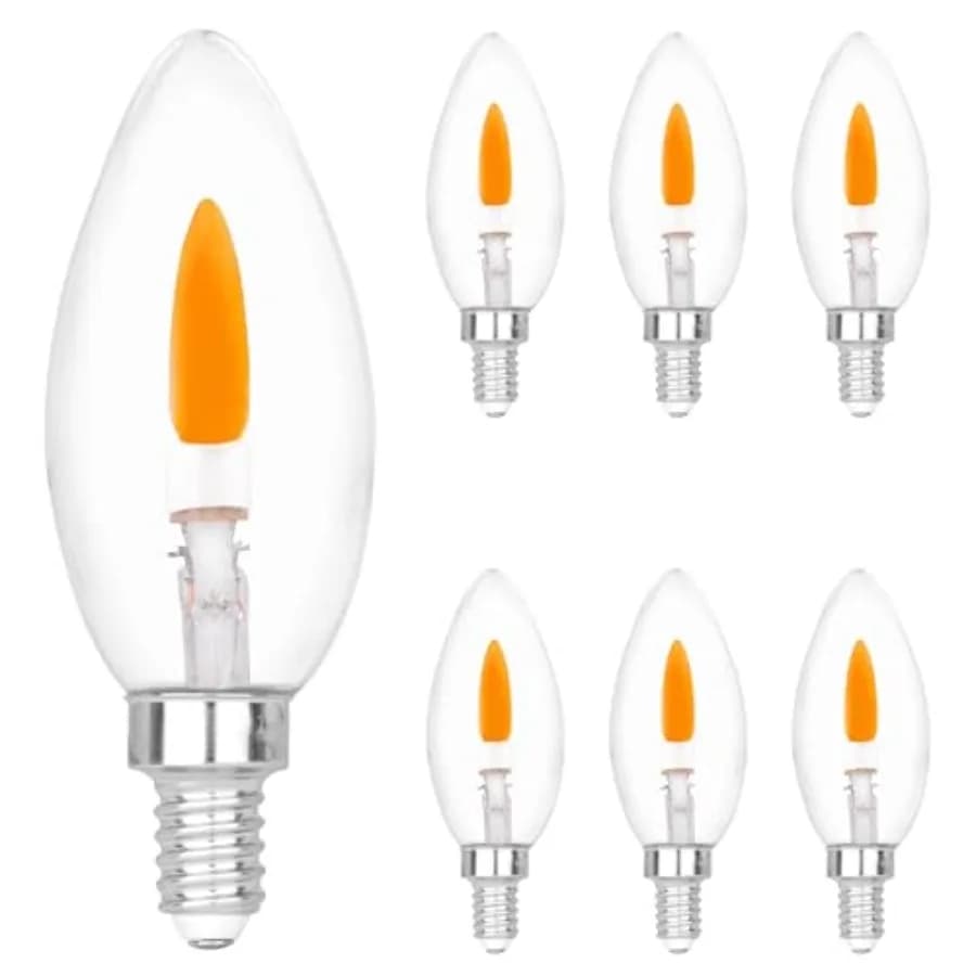 Lampadine E12 Miniatura con Attacco a Vite C35 Effetto Fiamma Tremolante - Luce a Candela Cristallina con Effetto Luminoso Arancione per Halloween E12 Non