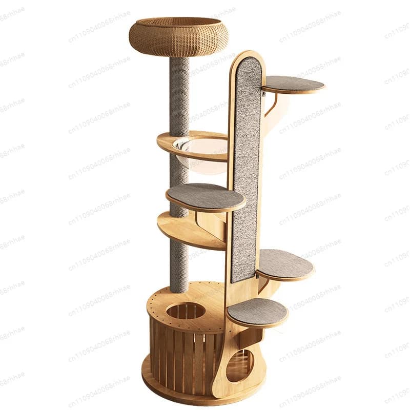 New Large Integrated Cat Climbing Frame Luxury Multi-Layer Cat Tree with Vertical Jumping Platform & Cat Litter