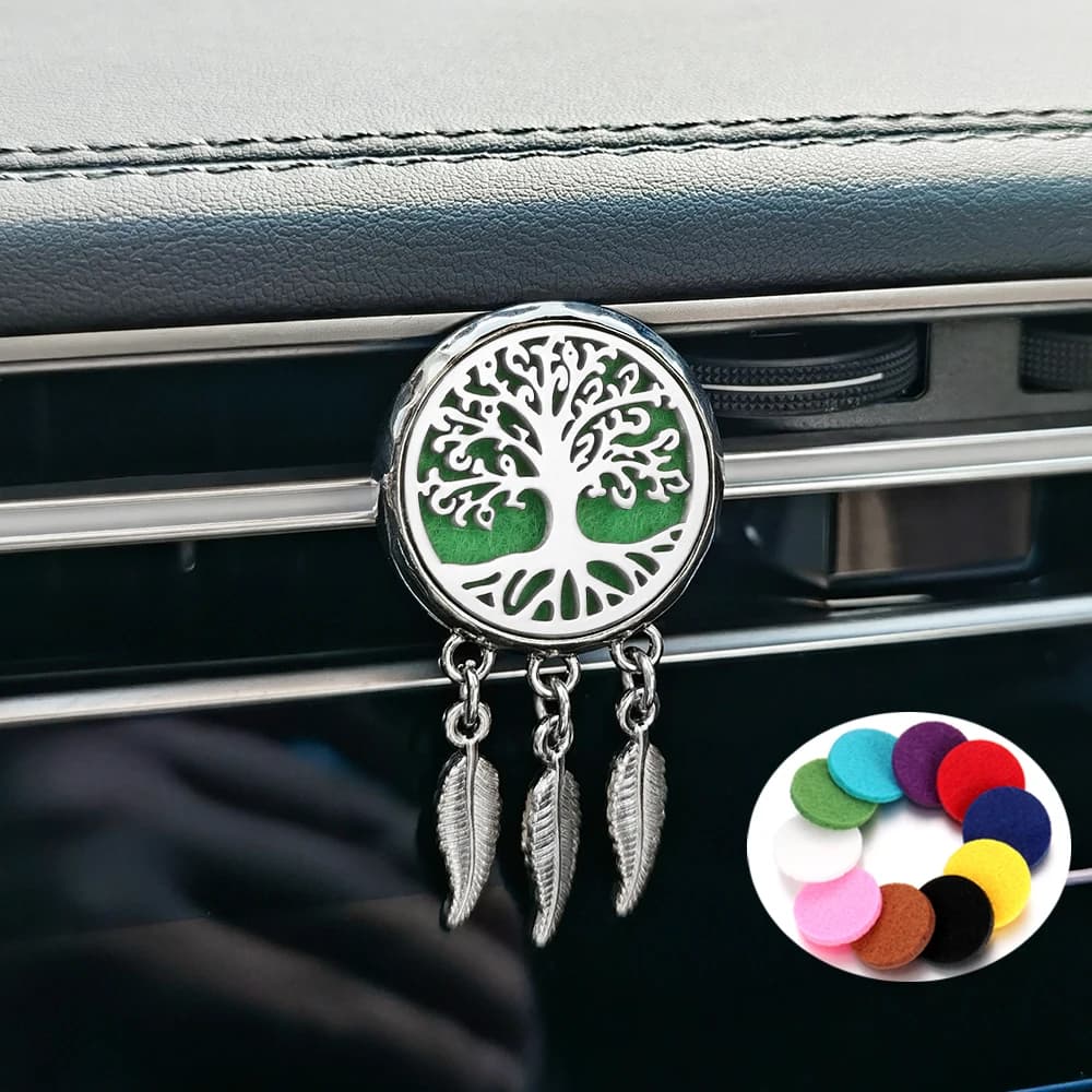 Tree Of Life Car Aromatherapy Diffuser Pendant Locket Dreamcatcher Car Air Outlet Perfume Essential Oil Diffuser Locket Jewelry