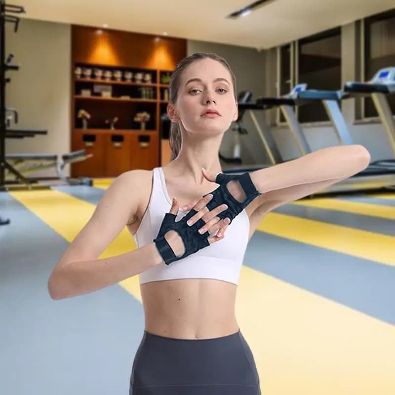 Guanti da allenamento per donna Guanti imbottiti mezze dita traspiranti Accessori da palestra Cuscini Protezione del palmo Yoga antiscivolo