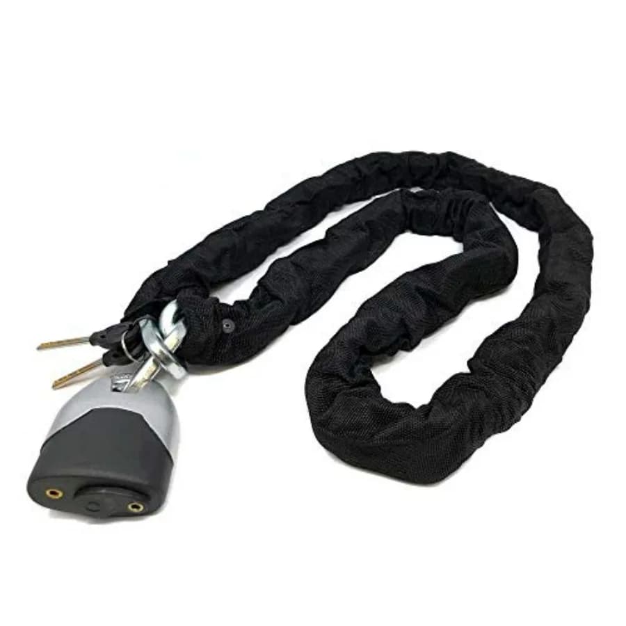 Lucchetto a catena MYK Heavy Duty Premium, 1,5 m x 9 mm, nero, ideale per biciclette, motociclette, ATV, UTV, pneumatici di ricambio, rimorchi, acciaio resistente