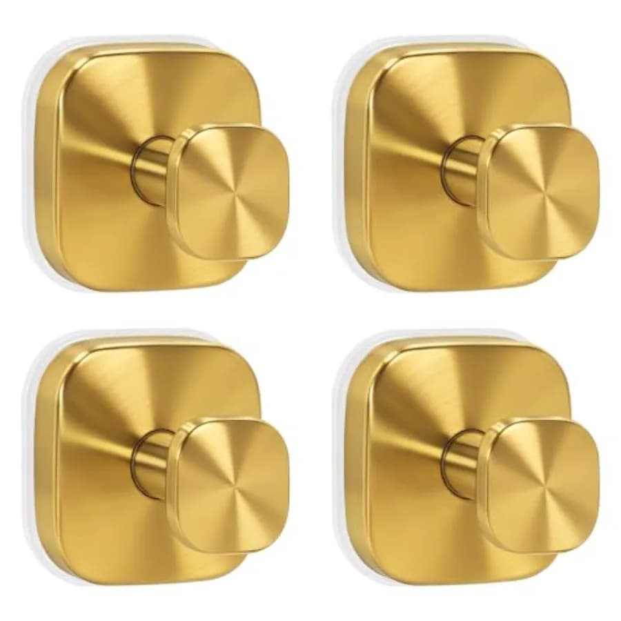 Upgraded Gold Suction Cup Hooks for Shower, Twist Lock Shower Towel Hooks Heavy Duty No Drill Hooks for Glass Tile Mirror Showe