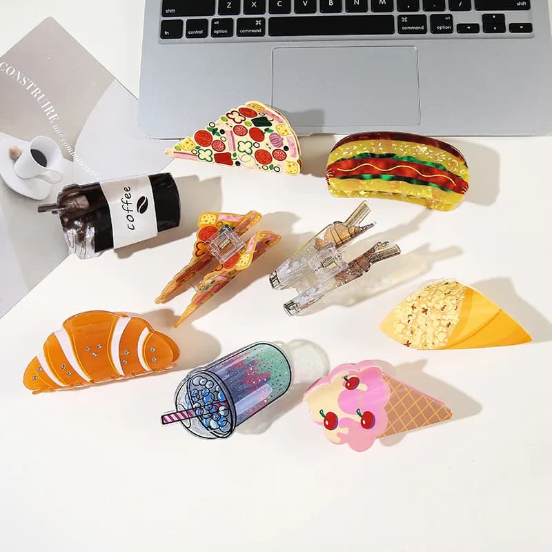 Women's Hair Clip Fashion Cartoon Simulation Beverage Cup Fun Croissant Hair Clip Simple Versatile Cute For Girl Gift Wholesale
