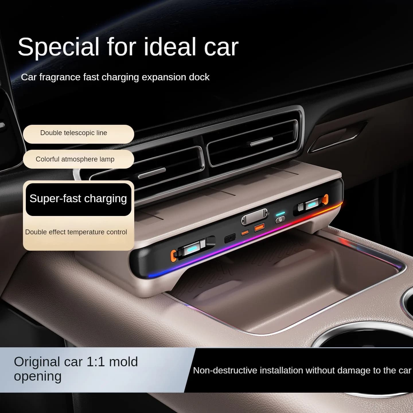 Caricatore Rapido 130W per Auto Leading Ideal L6 L7 L8 L9, Stazione di Ricarica USB con Deodorante per Auto e Profumo per Auto