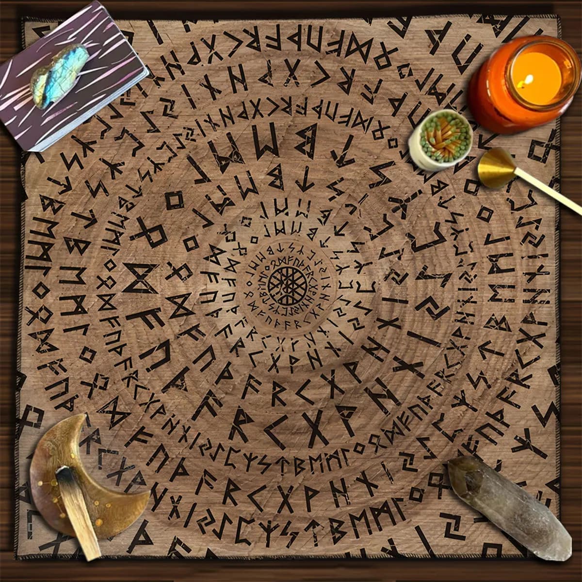 Magic Runes Tarot Tablecloth Altar Cloth Tapestry Wall Hanging Witchy Decor Spiritual Oracle Card Pad Board Game Mat